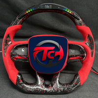 Volant sport personnalisé en fibre de carbone forgée rouge LED pour Dodge Challenger Hellcat SRT Charger Grand Cherokee