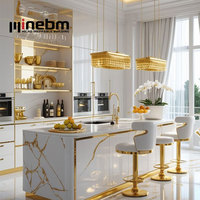 Ensemble de meubles de cuisine de luxe en aluminium, armoires de cuisine complètes, meubles de rangement modulaires, îlot de cuisine