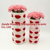 Vase en céramique 3D en forme de rouge à lèvres, style américain, pour mariages/anniversaires, décoration Instagram, pour la maison