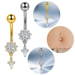 Anneaux de nombril en titane G23 avec pendentif cœur, vente en gros, tendance, <span class=keywords><strong>sexy</strong></span>, pour femmes et filles, bijoux de <span class=keywords><strong>piercing</strong></span> corporel à la mode - Product Image 3
