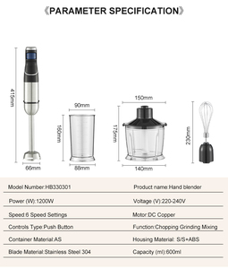 Mixeur Plongeant Électrique Multifonctionnel 5-en-1 de 1200W, Prêt à l'Expédition, Modèle 3303 – Économique pour Détaillants et Grossistes - Product Image 5