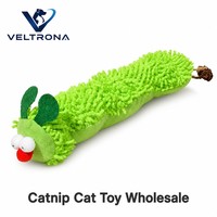 Jouet en peluche pour chat, chenille verte bouclée, 80 cm de long, avec yeux pompons, doux et câlin