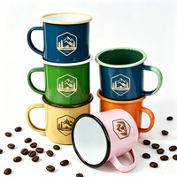 Tasse à café, eau ou thé en émail d'acier réutilisable de 8 cm, 12 oz, colorée, pour l'aventure en plein air, avec logo personnalisé