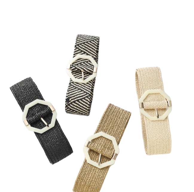 Оптовая продажа, Плетеный женский ремень из ПП соломы для юбки, винтажный трикотажный пояс для женщин