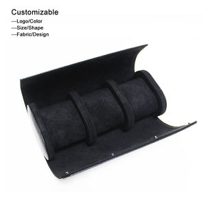 Kotak Jam Tangan Mewah untuk Perjalanan Logo Kustom Oem Kotak Penyimpanan Jam Tangan Perjalanan 3 Slot Jam Tangan Kulit Gulung - Product Image 1