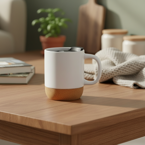 Custom <strong>Mugs</strong> Coffee 15oz <strong>Ceramic</strong> Matte Glossy White Coffee <strong>Mugs</strong> with Handle <strong>Lid</strong> and Bamboo Cork Base - Product Image 5