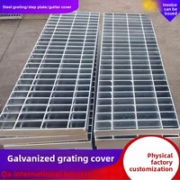 Grille en acier galvanisé à chaud, panneau de couverture de canal de drainage, panneau de marche d'escalier, panneau de grille en maille galvanisée