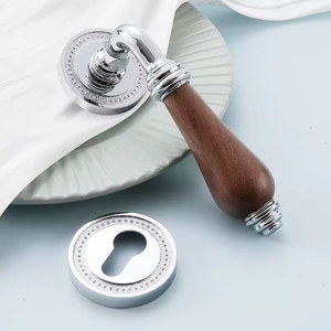 Modern Style Medieval French Silent Magnetic Split <b>Lock</b> Oval Wood Door <b>Handle</b> for Indoor Room Villa - Product Image 6