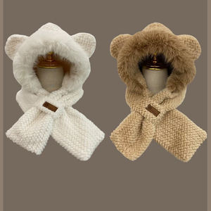 หมวกผ้ากำมะหยี่มีหูจิ้งจอกสำหรับผู้หญิง, ใหม่2025ผ้าพันคอผ้าพันคอให้ความอบอุ่นพร้อมผ้ากำมะหยี่หนาชุดสองชิ้นหมวกบีนนี่แบบลำลองทันสมัยสำหรับฤดูหนาว - Product Image 1