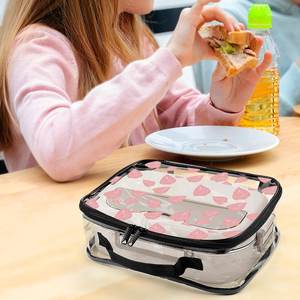 2025 Trending Custom Bento Bag Impermeable Hawaiian Pink Anthurium Print Reutilizar Transparente Clean Juego de dos piezas - Product Image 5