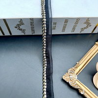 Vente directe usine : Ruban tissé mère-en-enfant en fil d'or et d'argent avec strass pour vêtements et accessoires textiles de maison