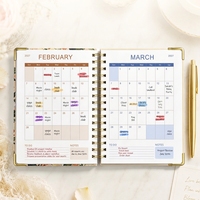 Organiseur personnalisable 2027 avec couverture en tissu/PP, planificateur de gestion du temps, une page par jour, reliure spirale