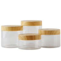 Pot de rangement rond en plastique vide haute capacité avec couvercle imitation bambou pour masque capillaire et lotion corporelle