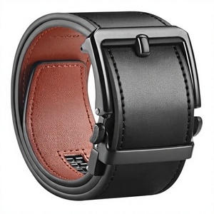 Cinturón de Cuero Clásico para Hombre – Cuero Genuino Negro y Marrón con Hebilla Automática de Aleación - Product Image 3