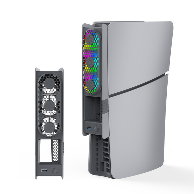 Universal Cooling Fan for PS5 Pro/Slim Consoles, Intelligent Temperature Control, Rear Fan with RGB Lighting.