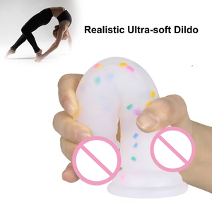 Popular Dildo Realista de 7 Pulgadas Transparente con Ventosa y Bolas, Ecológico, 100% Impermeable, Juguete Sexual de Masturbación, Gelatina Arcoíris - Product Image 3