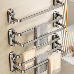 Toallero metálico Letera de 4 barras, montaje en pared con ventosas, diseño minimalista para almacenamiento en el baño - Product Image 4