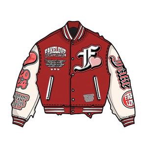 DiFan 자수 가죽 소매 레터맨 대표팀 재킷 남성 대표팀 재킷 사용자 정의 - Product Image 4