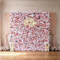 MoKtong Mur floral de couleur pastel 8ft x 8ft 5D avec pivoines et hortensias en soie réalistes pour mariage en jardin printanier