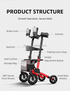 Déambulateur pliable et portable en aluminium pour personnes âgées avec siège et repose-pieds - Product Image 4
