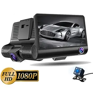 Três câmeras 4 polegadas 3 Lens Carro DVR Lente Tripla Câmera Do Carro Espelho Retrovisor Veículo Blackbox HD 1080P Dash Cam Car Black Box