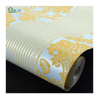 Papel Tapiz Decorativo para el Hogar, Estilo Damasco Europeo con Rayas Verticales en 3D, No Tejido, Lujoso, para Dormitorio, Sala de Estar