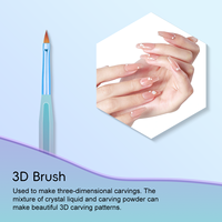 Ensemble de 7 pinceaux professionnels pour nail art à manche hexagonal bleu, haute résistance, anti-chute, avec pochette pour gel UV et manucure française