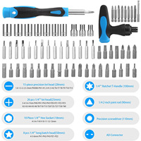Kit d'outils manuels polyvalent 63 pièces : jeu de tournevis et douilles compact, pour réparation domestique et entretien automobile, avec embouts à écrous multiples