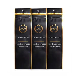 Atacado Heat Seal Zipper Flat Mylar <span class=keywords><strong>Bag</strong></span> Golden Black <span class=keywords><strong>UV</strong></span> Spot Pequeno Preto Zip Lock 3 Side Seal Embalagem De Plástico Sachet <span class=keywords><strong>Bag</strong></span> - Product Image 3