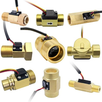 Sensor Aliran Cairan DC 3-24V Pabrik, Flowmeter Kuningan Tembaga 1/2" 3/4" 1/4" 1", Sensor Aliran Efek Hall, Sensor Aliran Air