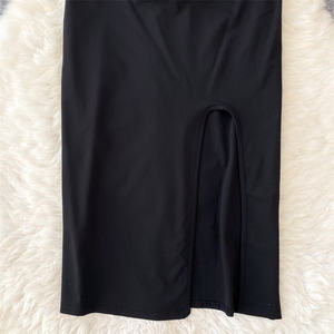 Customized Lace Panel Black <strong>Dress</strong> <strong>Women's</strong> Waist Split Wrap <strong>Funeral</strong> Black Lady <strong>Dress</strong> - Product Image 6