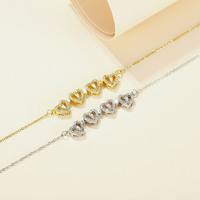 Non ternir 18k plaqué or bijoux en acier inoxydable magnétique pliant Zircon 4 quatre coeur feuille trèfle pendentif collier pour les femmes