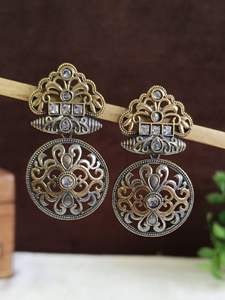 Pendientes indios plata oxidada Floral verde Kundan y pendientes redondos blancos para mujer producto a granel hecho a mano - Product Image 2