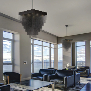 NGHỆ THUẬT tua phong cách Bắc Âu Đèn chùm sảnh khách sạn kim loại treo đèn cho khách sạn Hilton khu vực công cộng - Product Image 5