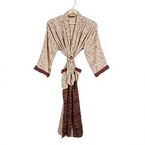 Kimono de Seda de Lujo, Ropa de Estar por Casa, Regalo Elegante, Estilo Boho, para Festivales, Uso Diario, Sexy, Hecho a Mano, Vintage, Sari, Manga 3/4, Playa, Verano - Product Image 1