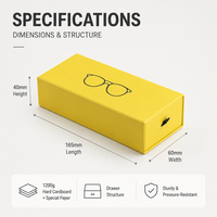 Boîtes à lunettes personnalisées mignonnes et colorées, type tiroir, en carton, pour enfants, boîte d'emballage pour lunettes de soleil, boîte de rangement pour lunettes de couleur jaune