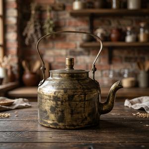 Bouilloire vintage en métal avec couvercle et poignée en métal, pot à eau, théière - Product Image 2
