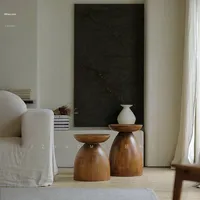 Kemei Moderner Wabi-Sabi Stil Sanduhr-Beistelltisch Massivholz-Hocker Sofa-Nachttisch Eck-Tisch für Ferienwohnungen Kreativer Couchtisch