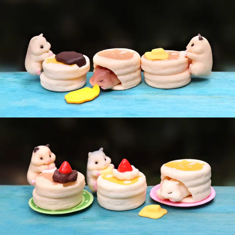Soominiature minyatür gıda oyunu oyuncak sevimli Macaron Hamster bebek modeli kek süslemeleri