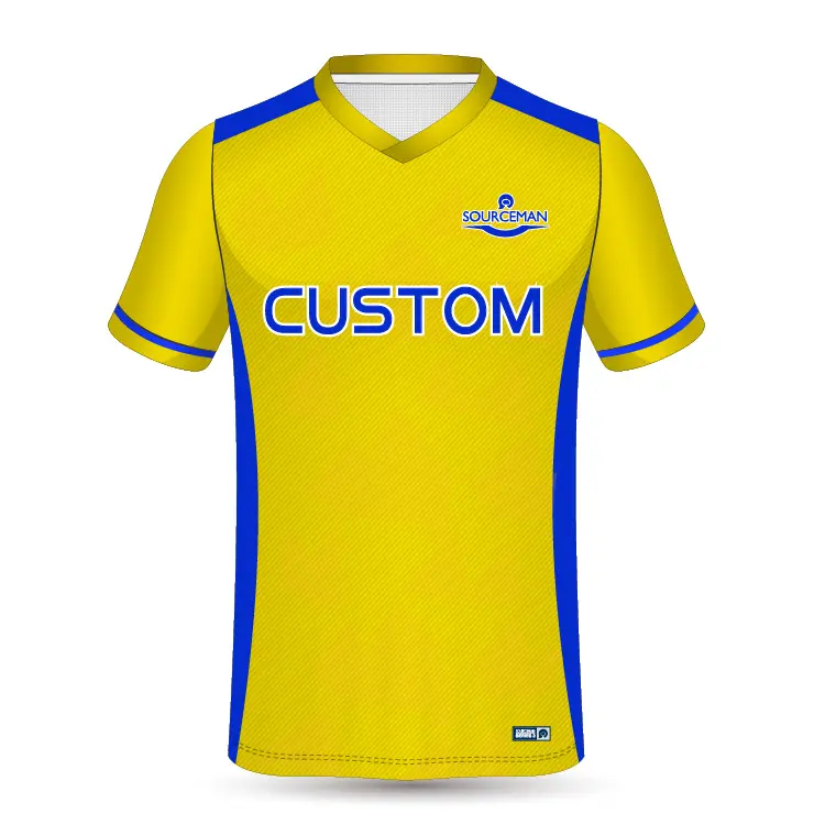 Maillot De Foot personalizzato con Design semplice semplice scollo a V giallo e blu Navy classico retrò maglia da calcio maglia da calcio europeo