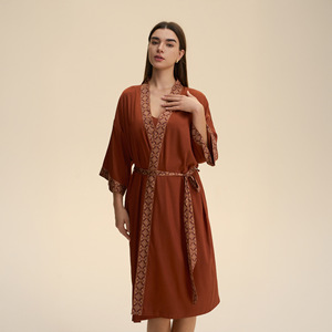 Nuevo Camisón de Lujo para Parejas, Talla Grande, Estilo Informal, Cómodo, Holgado, de Jacquard Satinado, 100% Poliéster Transpirable - Product Image 3