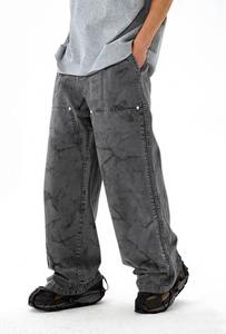 Pantalones de madera lavados con ondas de agua personalizados de alta calidad para Otoño/Invierno, pantalones casuales de carga arrugados de nuevo estilo callejero para hombres - Product Image 4