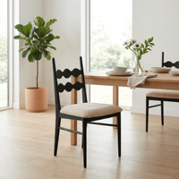 Chaise de salle à manger design simple et moderne en bois massif de caoutchouc, avec dossier rembourré, style nordique et français du milieu du siècle, modèle de mobilier pour la maison