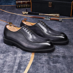 Thick-<b>Soled</b> Men's Genuine Leather Loafers Metallic Shiny Lace-Up Waterproof for Business Casual Autumn with Height - Product Image 1