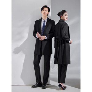 Winter Mid Length Wool Coat For Work Uniforms Men Women Solid Color Thickened With Belt Unisex Adult Size YS 6016 9002 - Product Image 4