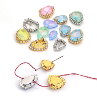 Strass en verre Lan Guang en forme de goutte, à dos pointu, multi-tailles, à coudre, pour bijoux DIY et décoration florale de chaussures