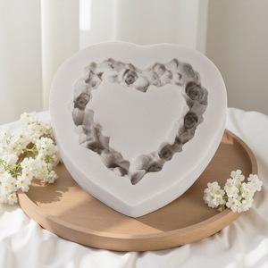 Heart Shape Rose Wreath Silicone Mold For Cake Decorating Baking Chocolate DIY Craft Valentine'S Day - Product Image 2