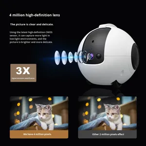 لعبة روبوت ذكية للقطط بالجملة، حيوان أليف كهربائي لمراقبة الحيوانات الأليفة، يعمل بالواي فاي، مصنوع من مادة ABS، نموذج كرة تسلية للقطط، كاميرا روبوتات للحيوانات الأليفة - Product Image 6