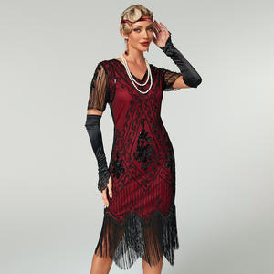<span class=keywords><strong>Robe</strong></span> Flapper à Col en Dentelle Great Gatsby 332 - <span class=keywords><strong>Robe</strong></span> des Années <span class=keywords><strong>20</strong></span> pour Femmes <span class=keywords><strong>avec</strong></span> <span class=keywords><strong>Manches</strong></span> - Costume des Années <span class=keywords><strong>20</strong></span> - Product Image 6