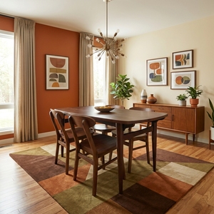 Un ensemble de table à manger ovale en bois massif, style Mid-Century Modern, tendance, avec quatre chaises, parfait pour rehausser l'ambiance de la salle à manger. - Product Image 2
